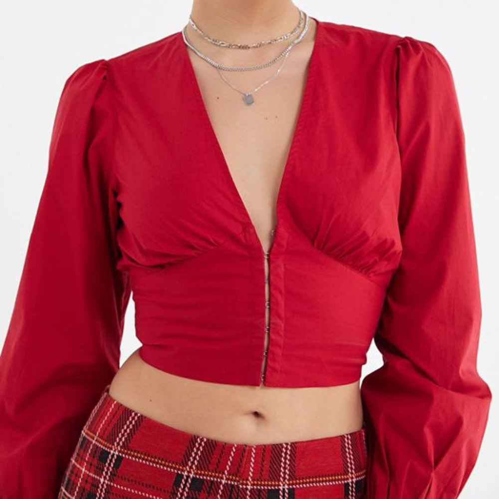 Red cropped corset urban outfitters top. NWT.